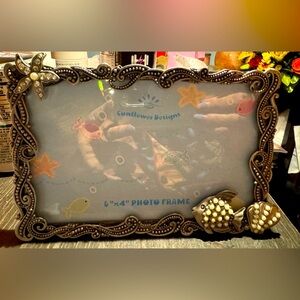 Vintage pewter 6x4photo frame. NWOT Fish theme.